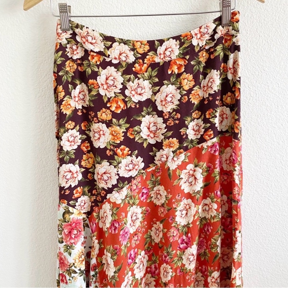 Anthropologie Farm Rio Patchwork Floral Flowy Boho Midi Skirt - Picture 4 of 5